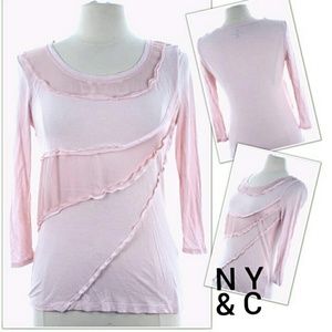 🎀New York & Company Pink Ruffled Shirt
